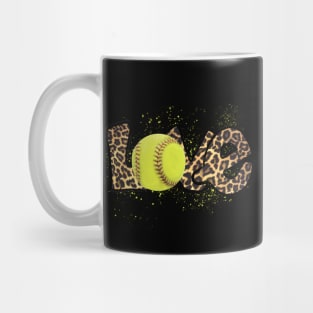 Love Softball Cheetah Background Design Mug